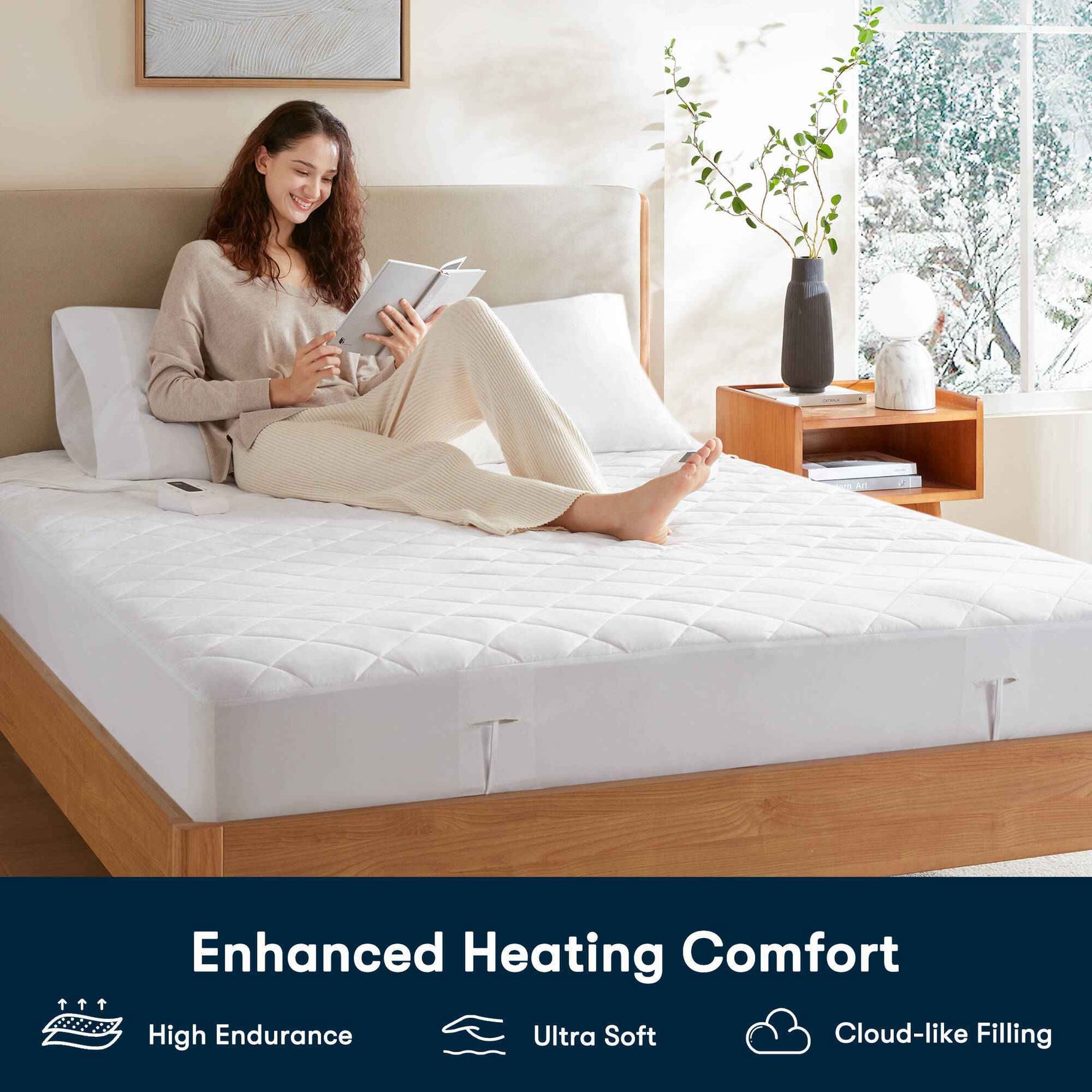 1-Piece Queen Heated Mattress Pad,White