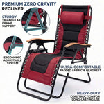 Oversized Padded Zero Gravity Chair with Cup Holder, 400 lb Capacity detail image 3