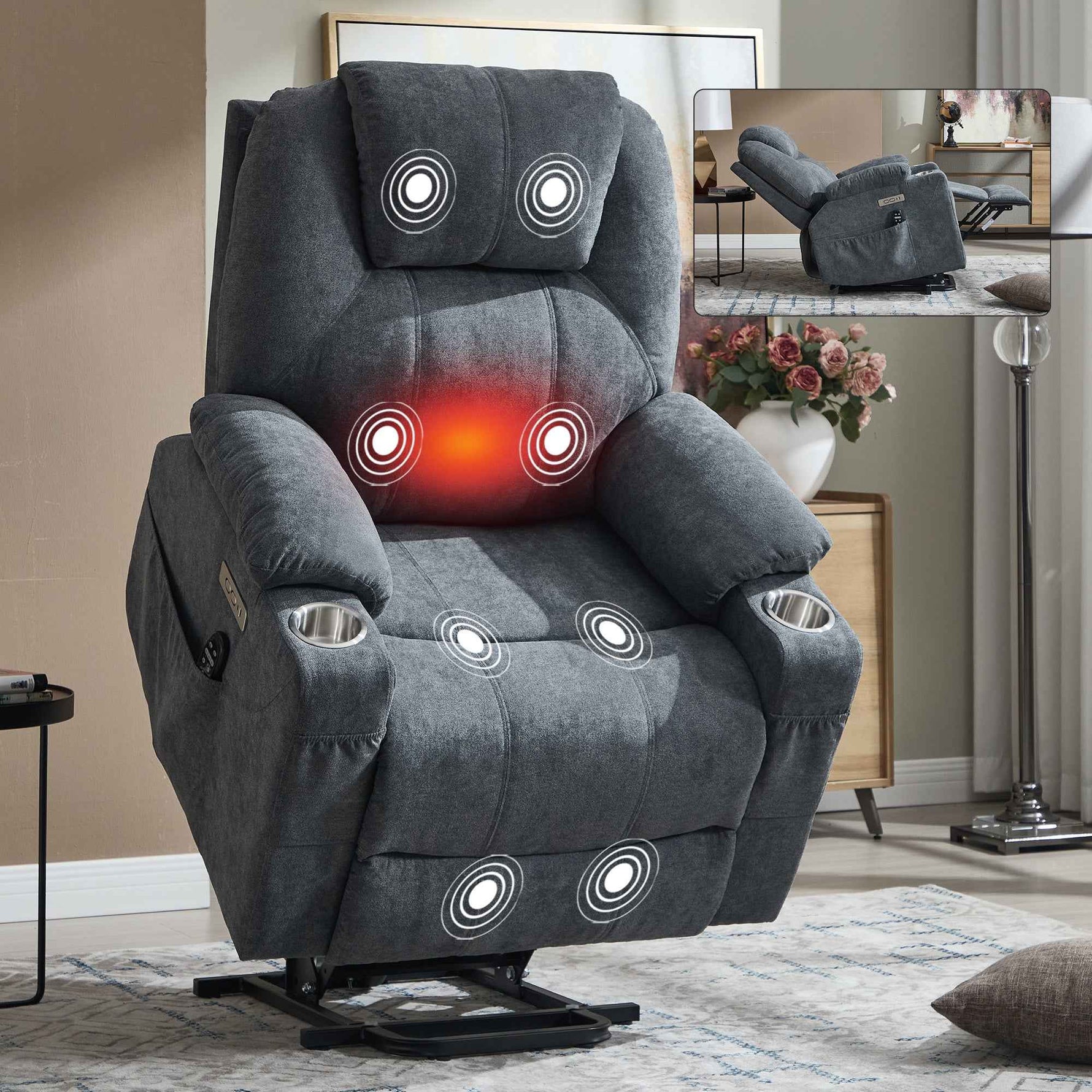 Dual-Motor Leather-Air Power Lift Recliner detail image 19