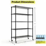 Heavy-Duty Adjustable Wire Shelving Unit with Wheels & Levelers for workshop, garage, storage, or utility use