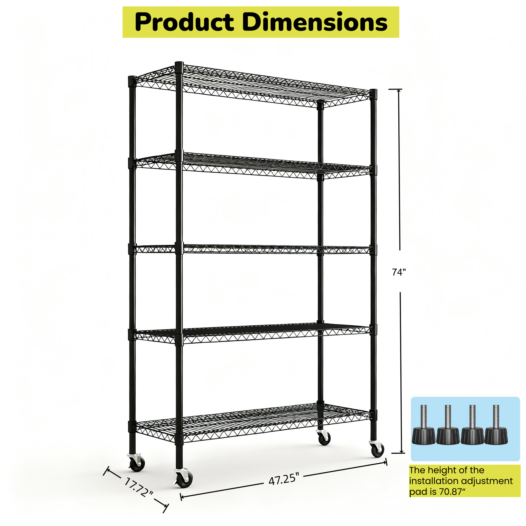 Heavy-Duty Adjustable Wire Shelving Unit with Wheels & Levelers for workshop, garage, storage, or utility use