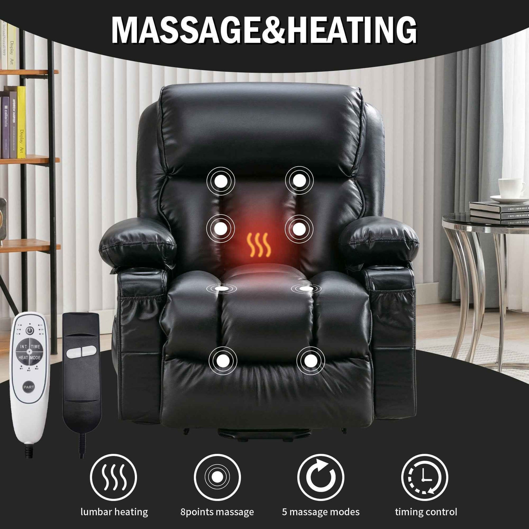 Power Lift Massage Recliner with Heat and Vibration detail image 2