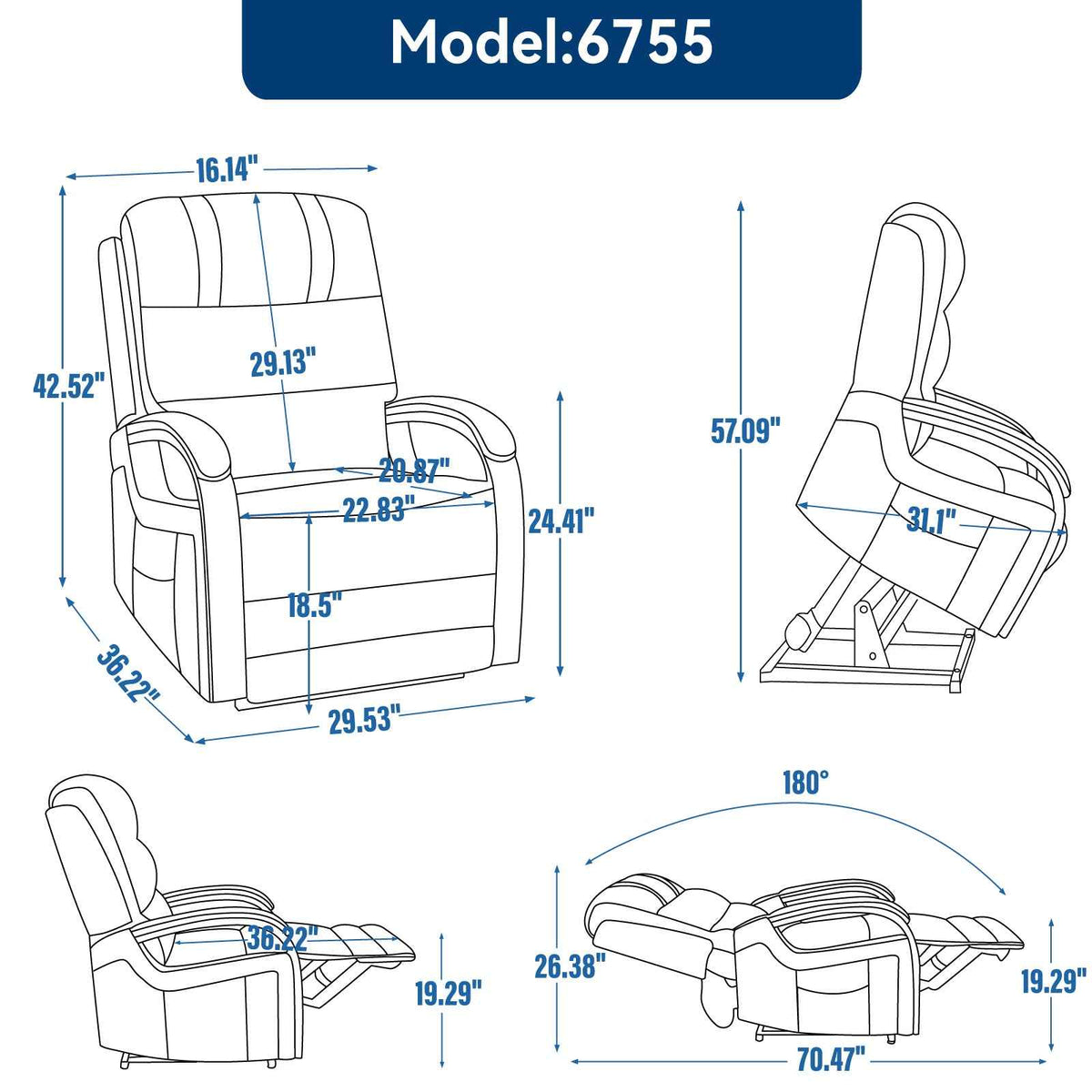 Power Chenille Lift Recliner Chair Dual Motor Infinite Position Up to 350 Pounds detail image 22