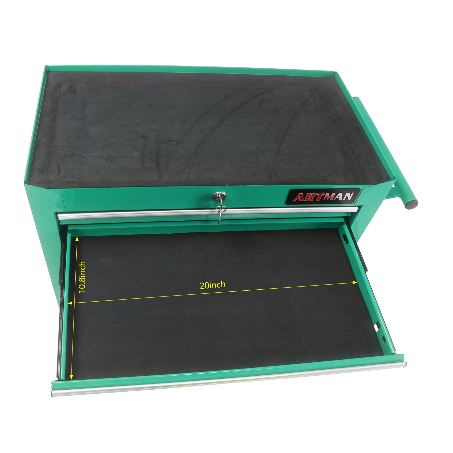 7-Drawer Multifunctional Tool Cart with Wheels - Green for workshop, garage, storage, or utility use