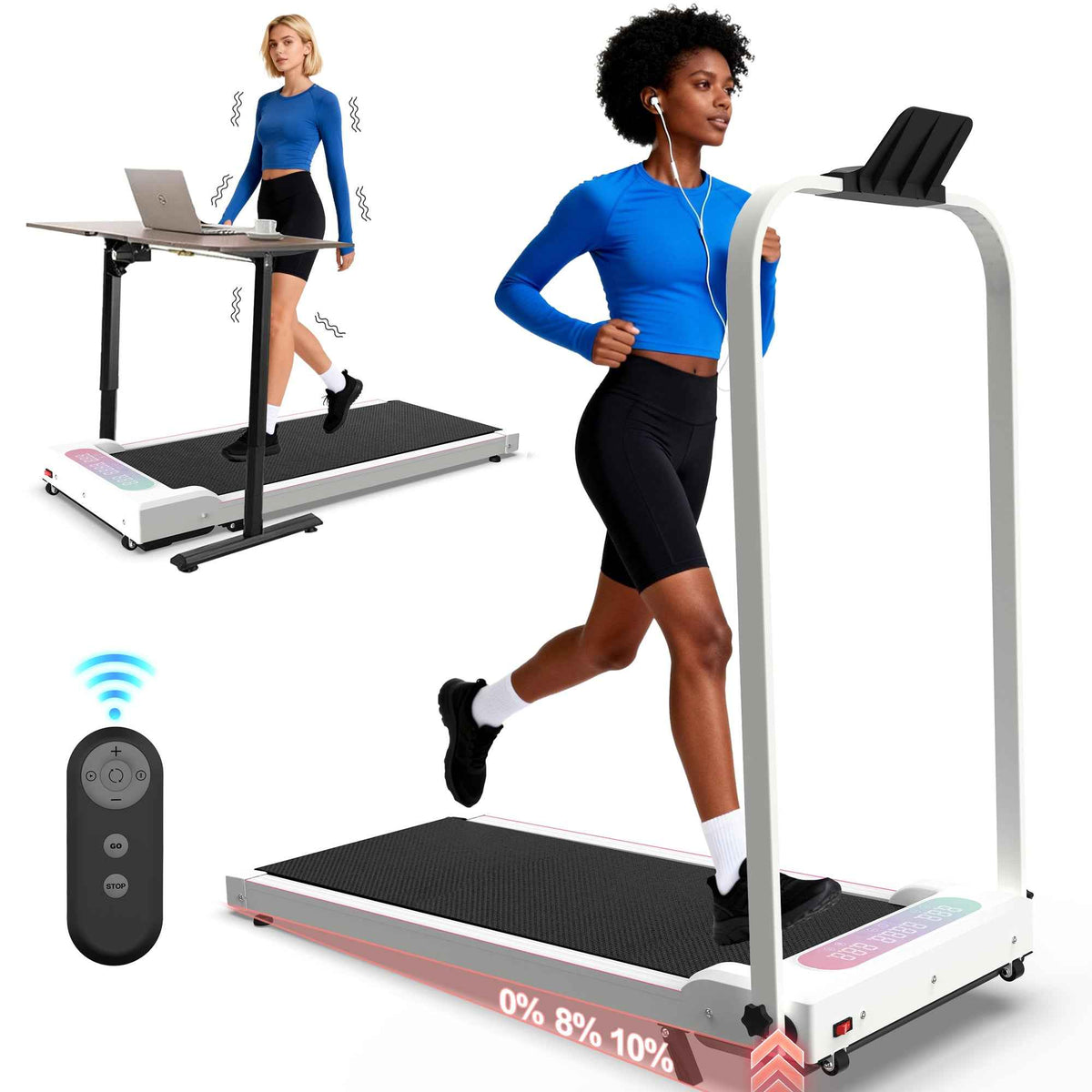 Foldable Under-Desk Walking Pad with Handlebar & Incline under-desk walking pad