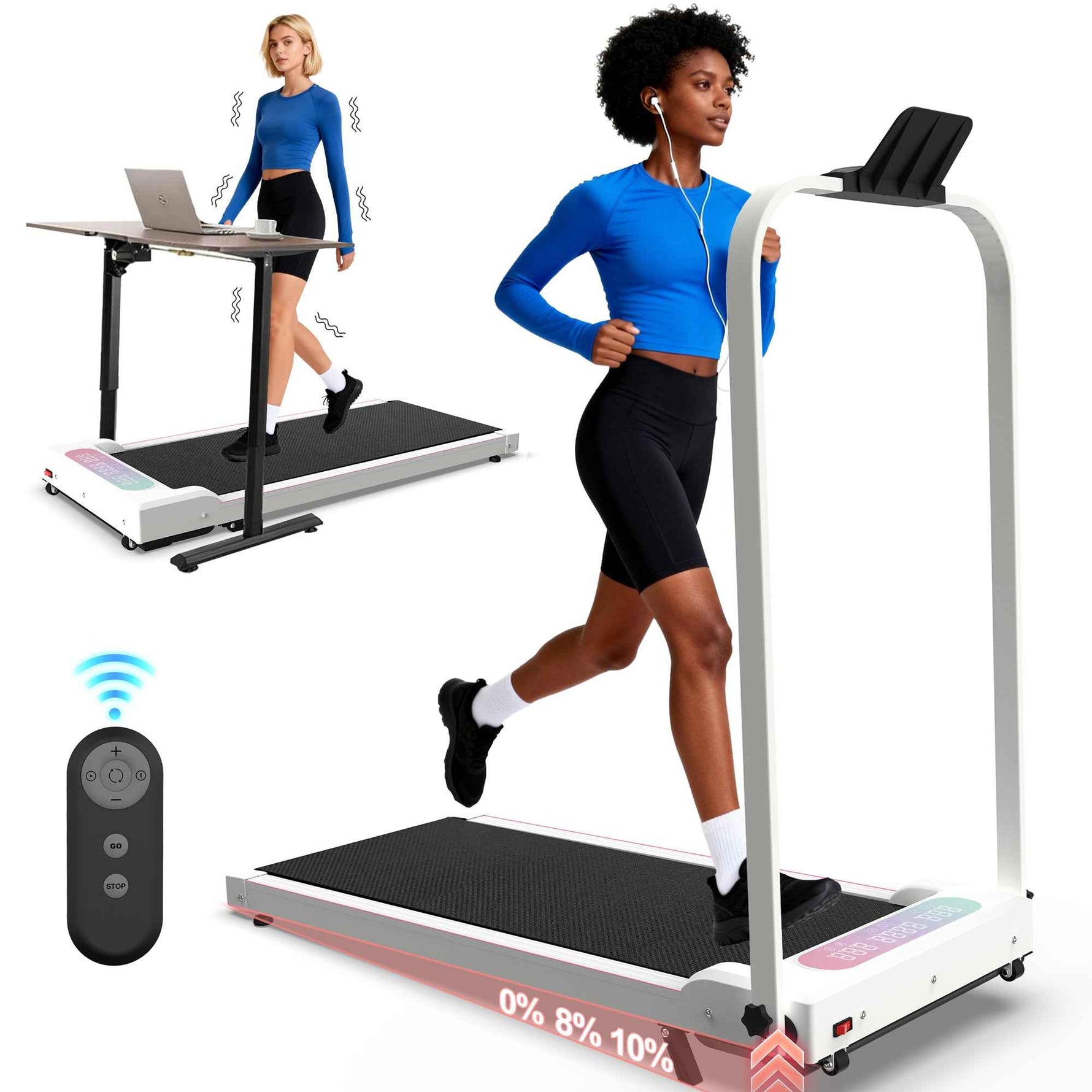 Foldable Under-Desk Walking Pad with Handlebar & Incline under-desk walking pad