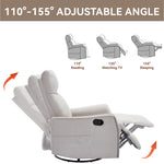 Heat Massage Manual Recliner Chair with Rocker and Swivel in Fabric for Living Room detail image 43