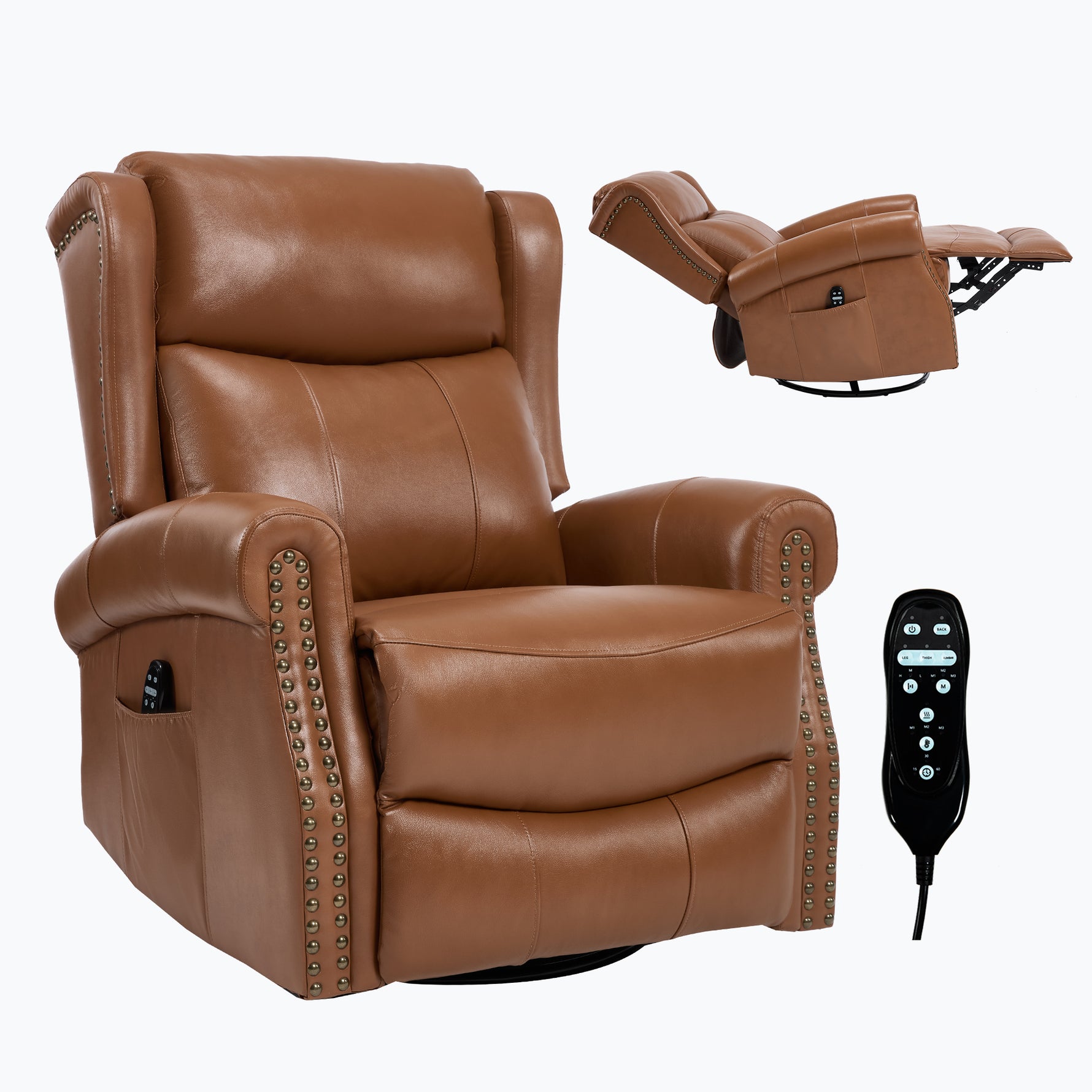 Heat Massage Manual Recliner Chair with Rocker and Swivel for Living Room detail image 35