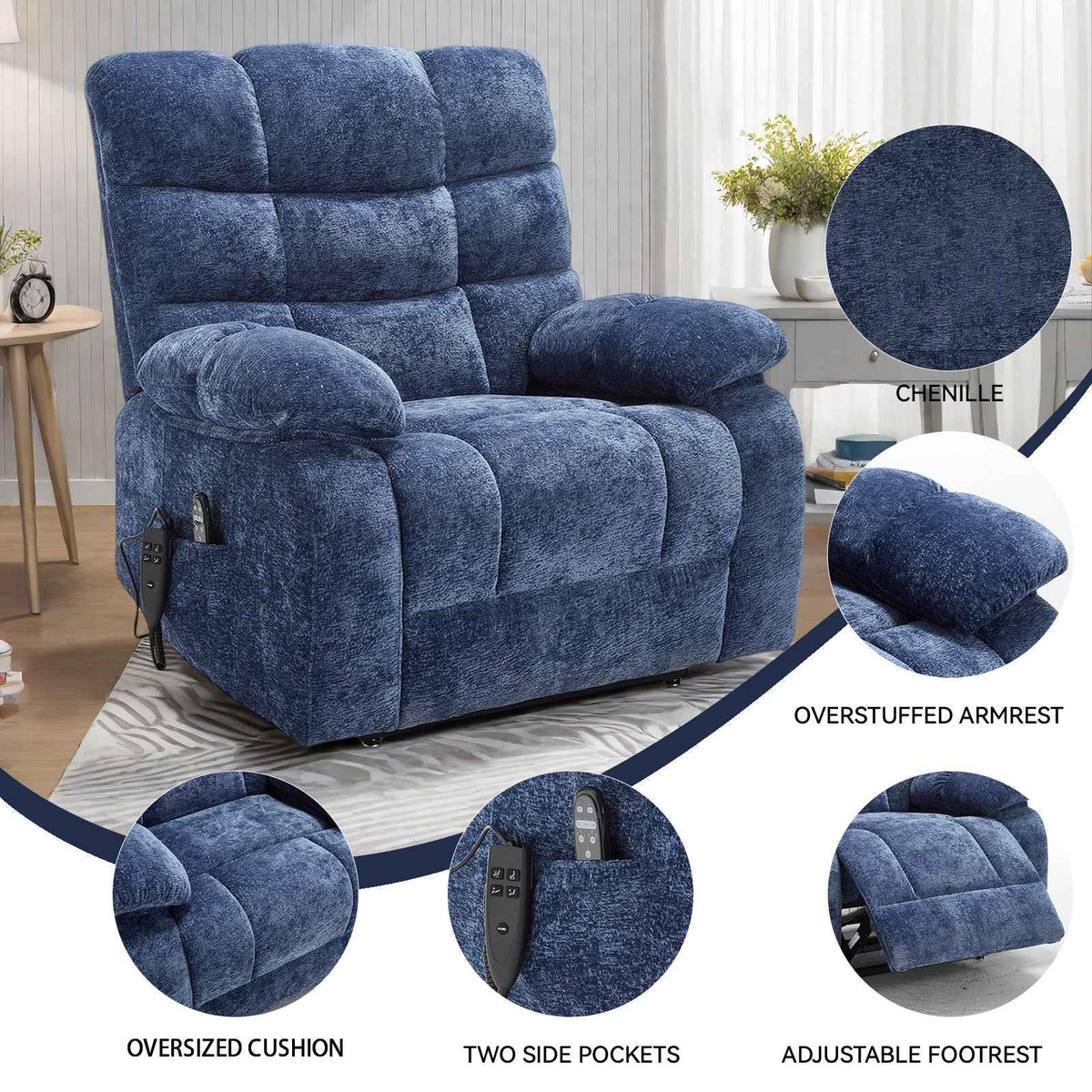 Dual-Motor Lift Recliner with Heat & Massage, 350 lb Capacity detail image 73