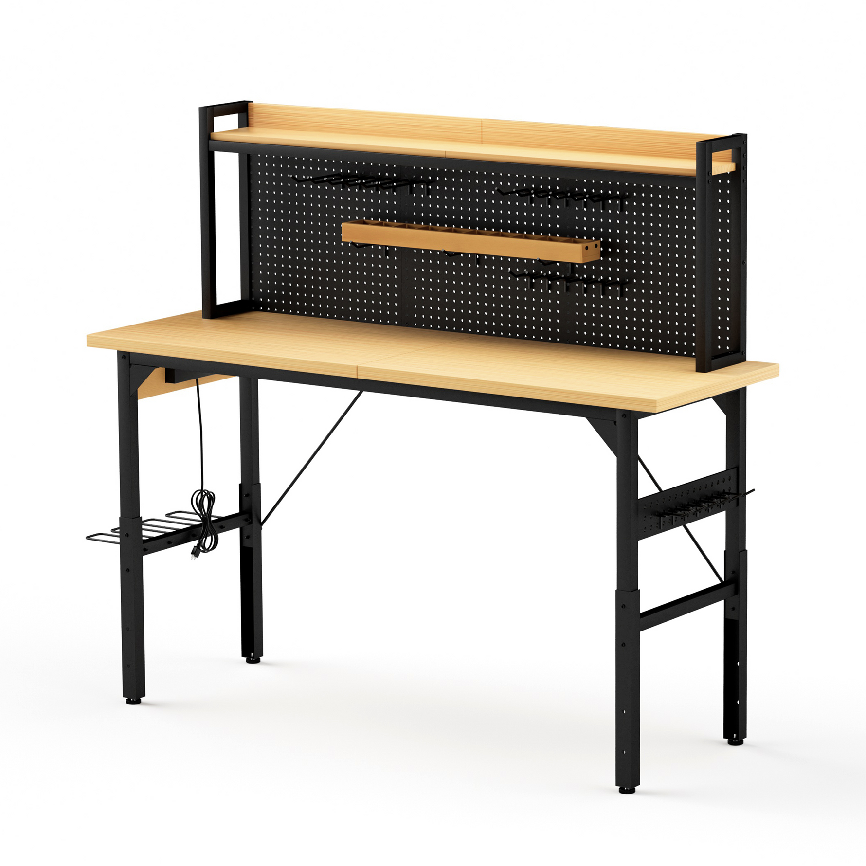 Heavy-Duty Adjustable Workbench with Pegboard & Wheels workshop project bench