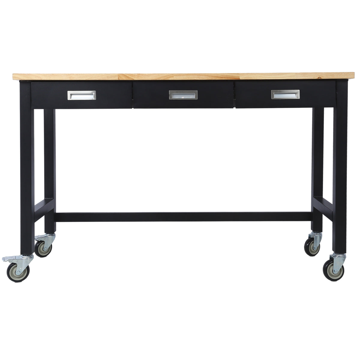 60" Rolling Bamboo Workbench with Drawer Storage for workshop, garage, storage, or utility use