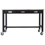 60" Rolling Bamboo Workbench with Drawer Storage for workshop, garage, storage, or utility use
