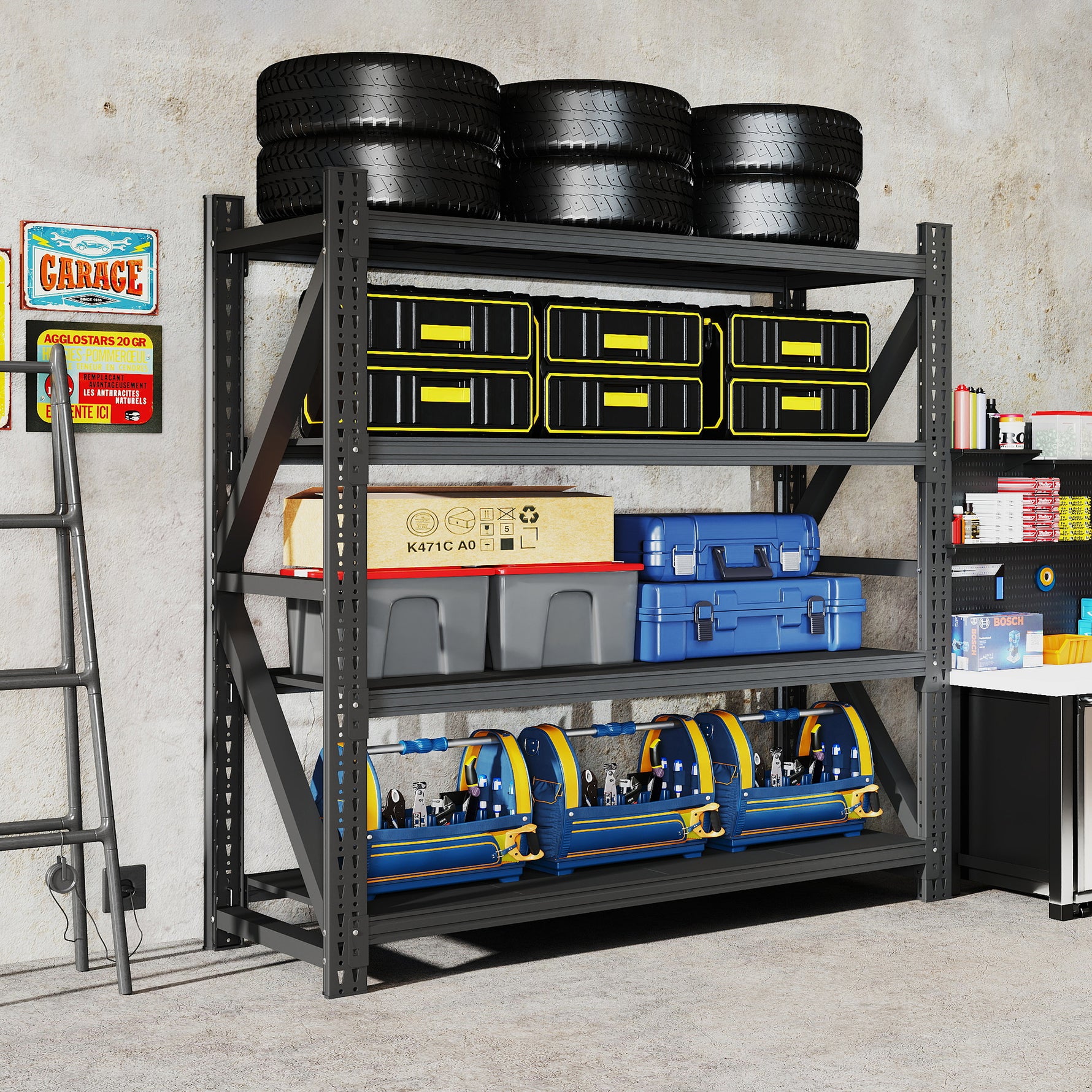 Heavy Duty Metal Adjustable Garage Shelving Unit, 4000lb Capacity Industrial Storage Rack for workshop, garage, storage, or utility use