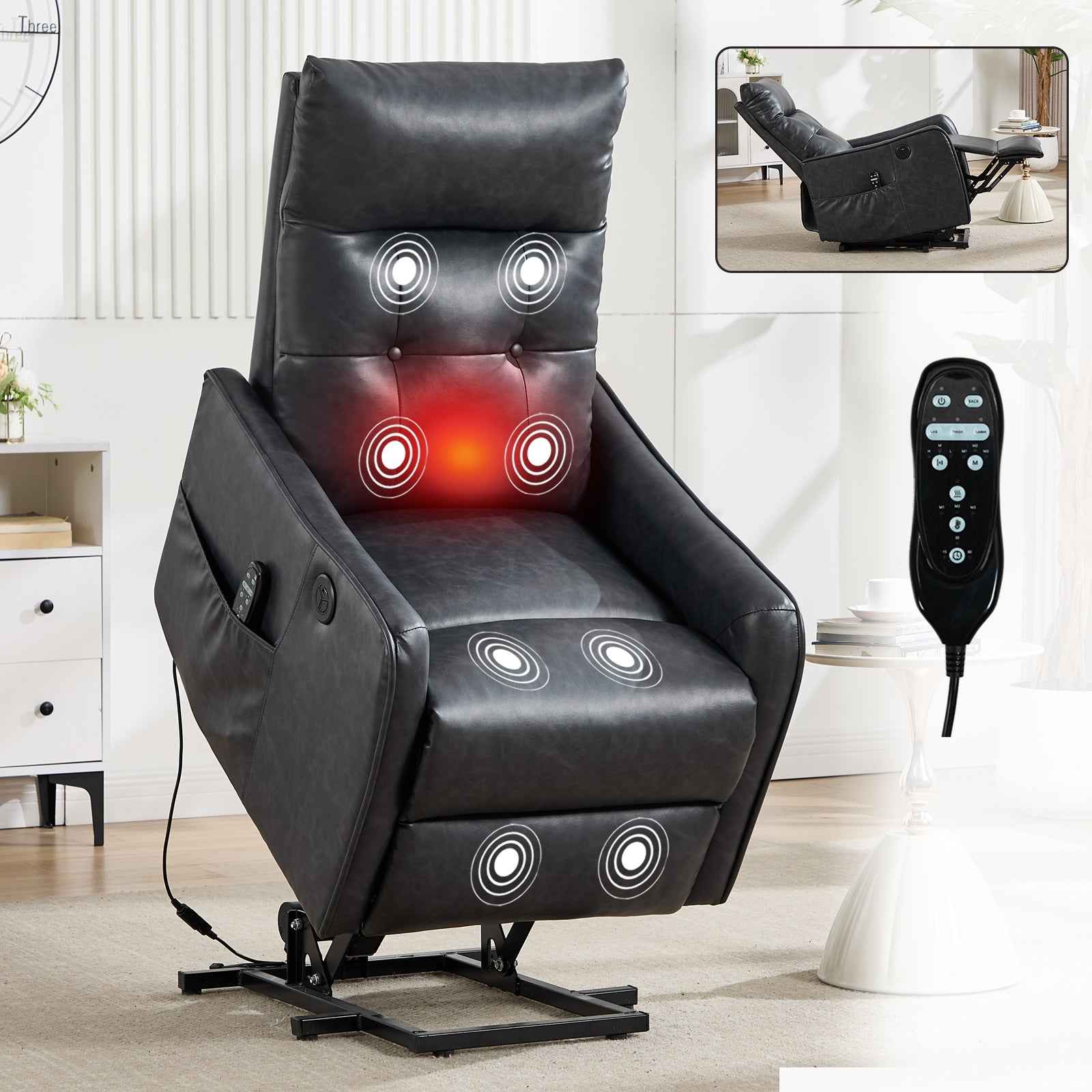 Single Motor Power Lift Recliner Chair with Massage & Heat detail image 109