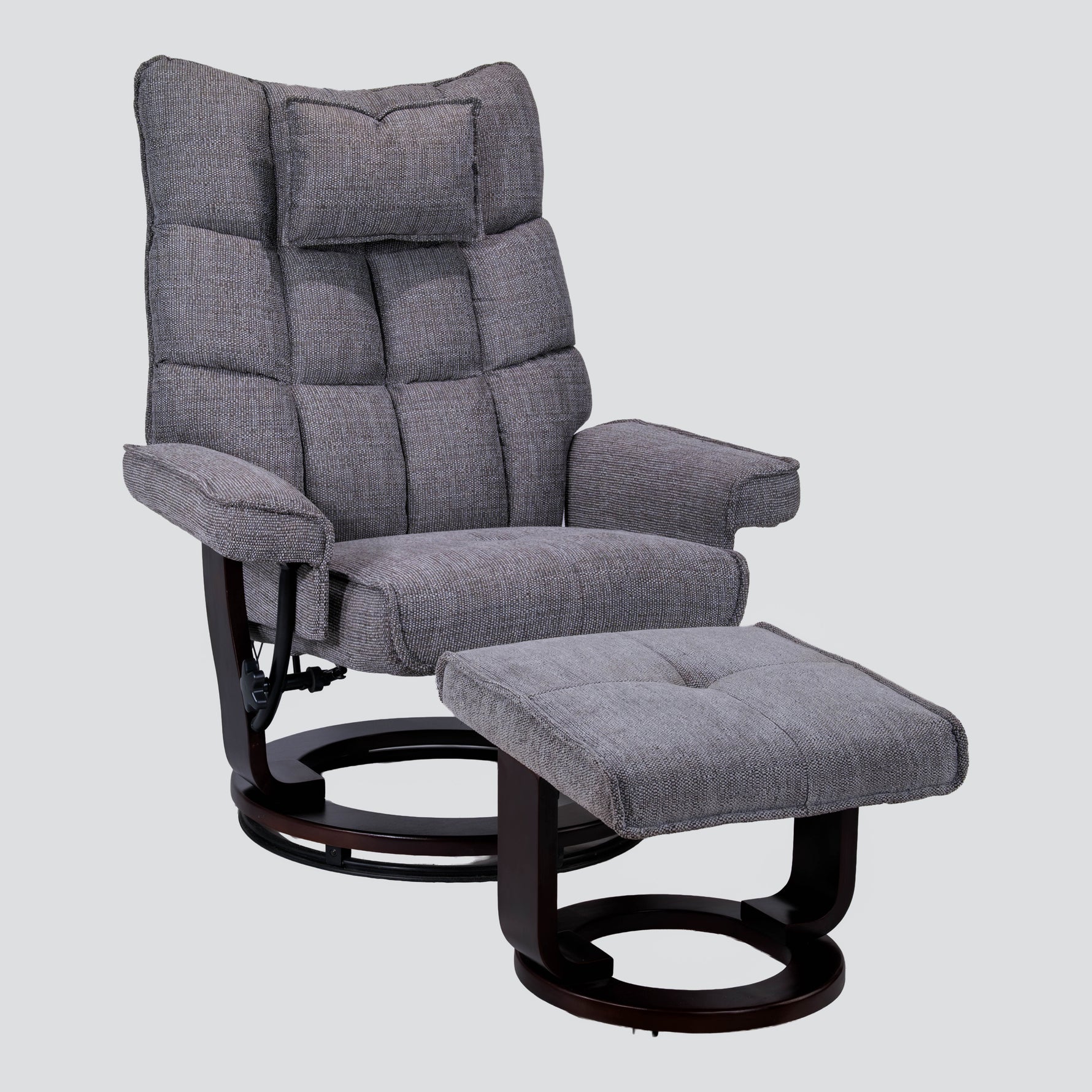 8-Point Massage Recliner with Ottoman, Heated Reclining Chair, Bent Wood Base detail image 8