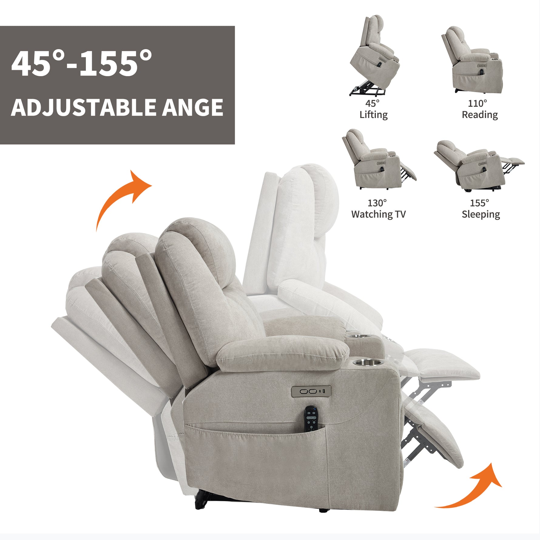 Dual-Motor Leather-Air Power Lift Recliner detail image 44