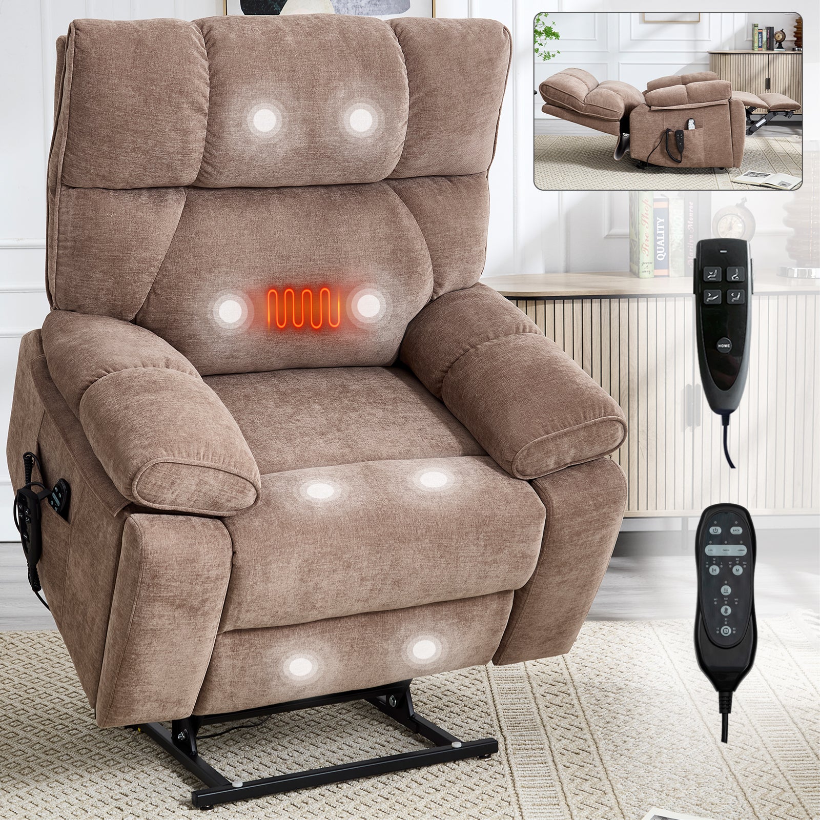 Dual-Motor Power Lift Recliner with Heat & Massage, 350 lb Capacity detail image 77