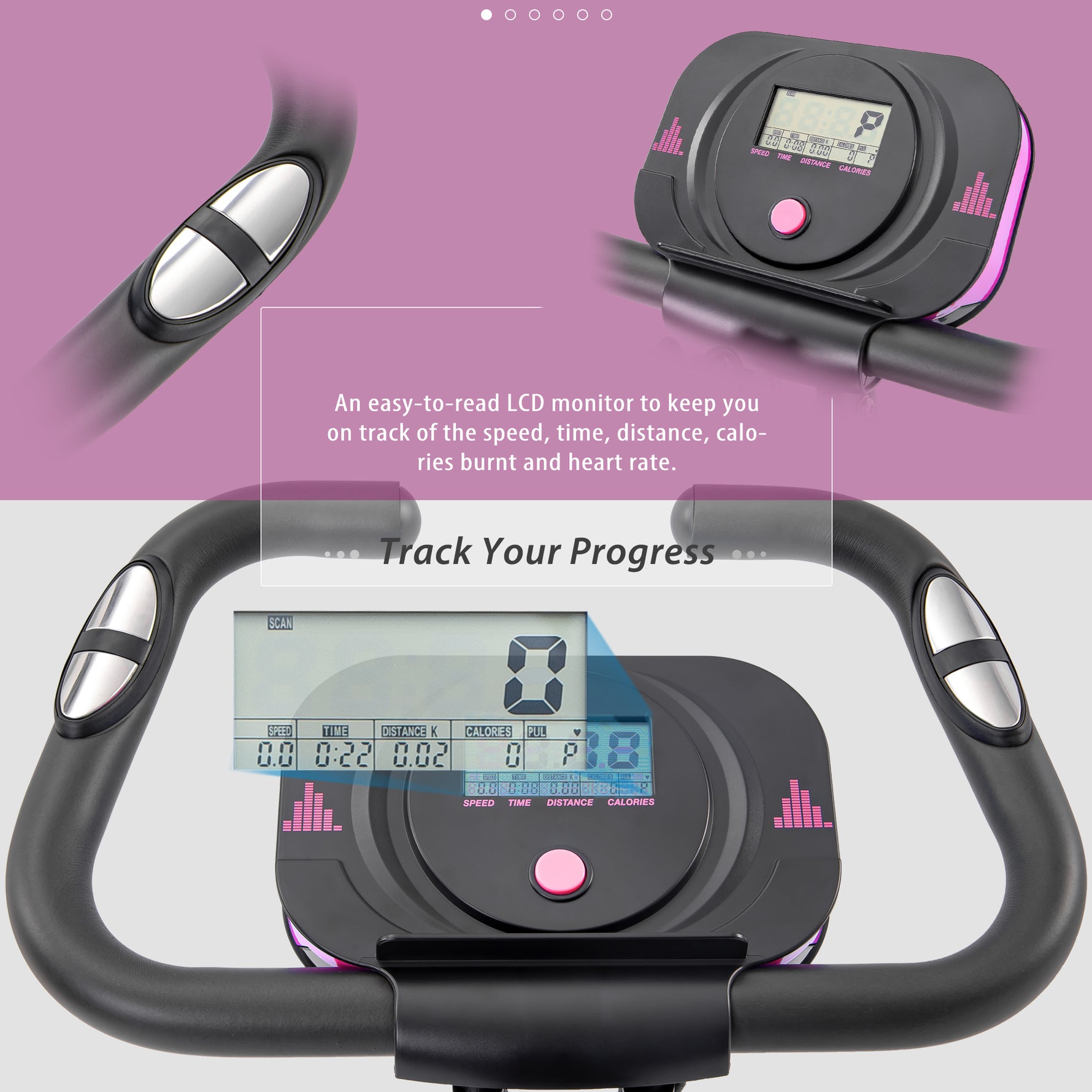 Folding Stationary Bike with 16-Level Magnetic Resistance, 300 lb Capacity detail image 5