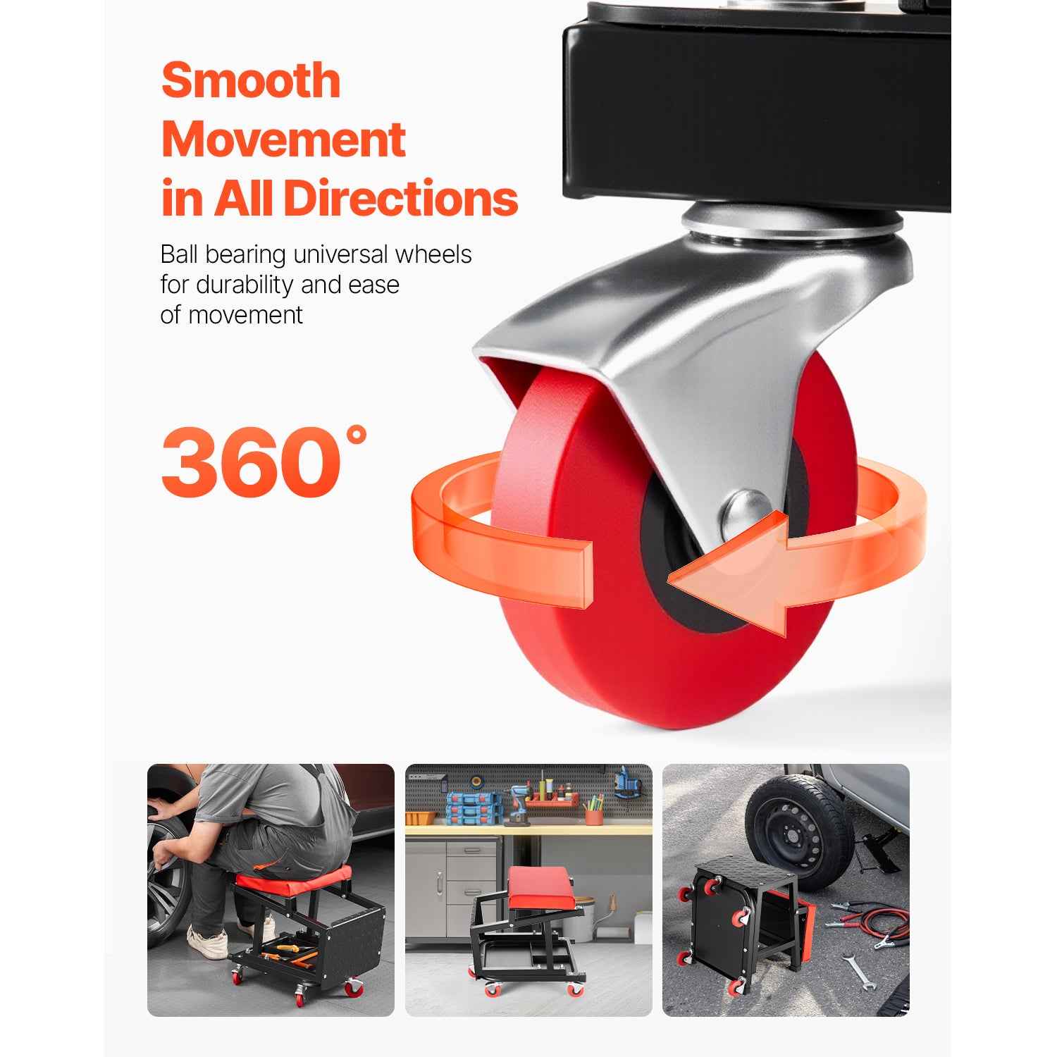 VEVOR Rolling Mechanic Work Seat, 300 lb Capacity product image