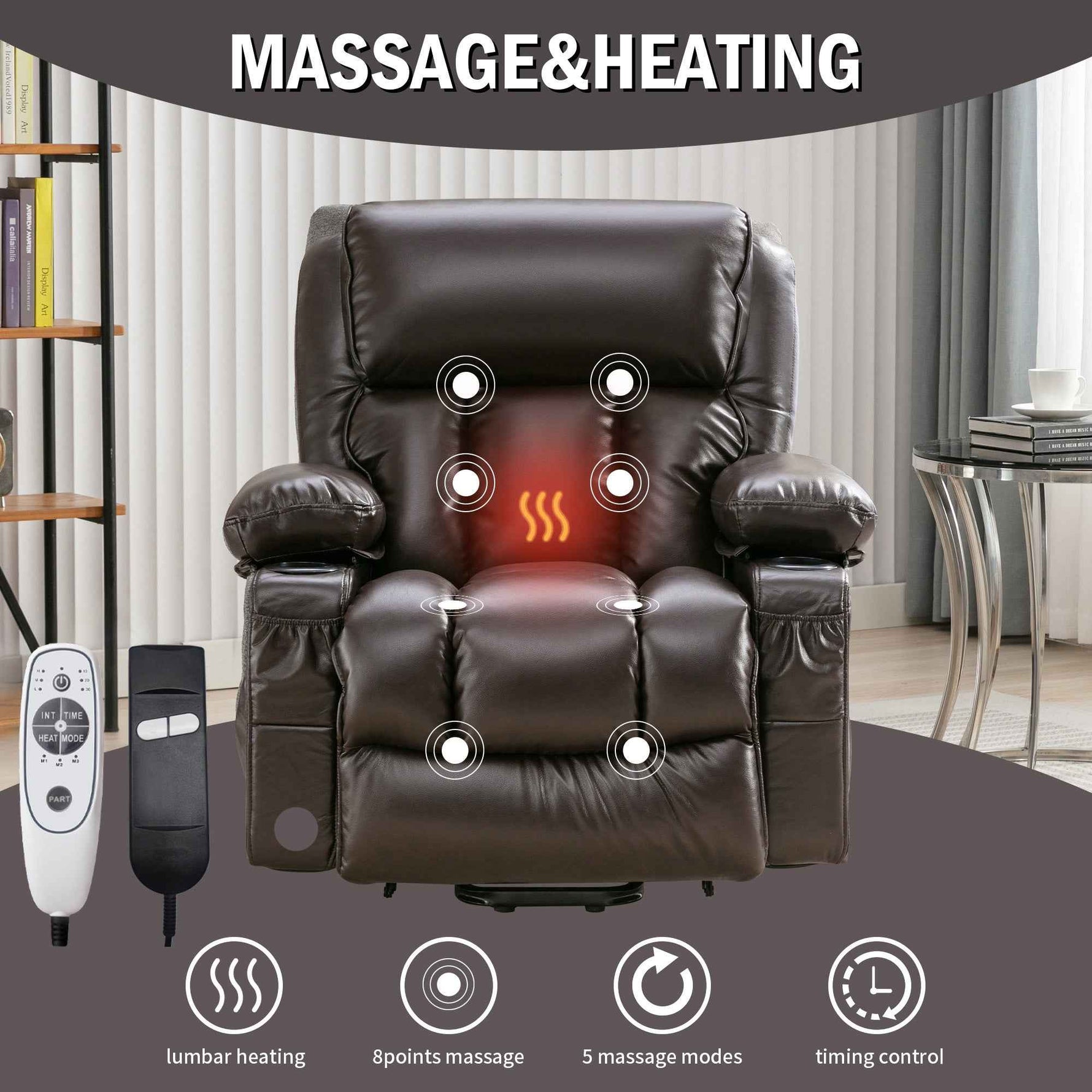 Power Lift Massage Recliner with Heat and Vibration detail image 31