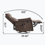 Heat Massage Manual Recliner Chair with Rocker and Swivel in Fabric for Living detail image 38
