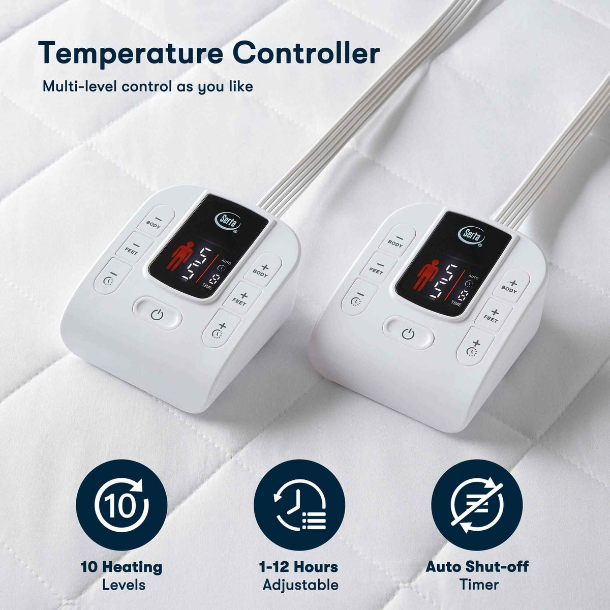 1-Piece Queen Heated Mattress Pad,White