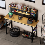 Heavy-Duty Adjustable Workbench with Pegboard & Wheels workshop project bench