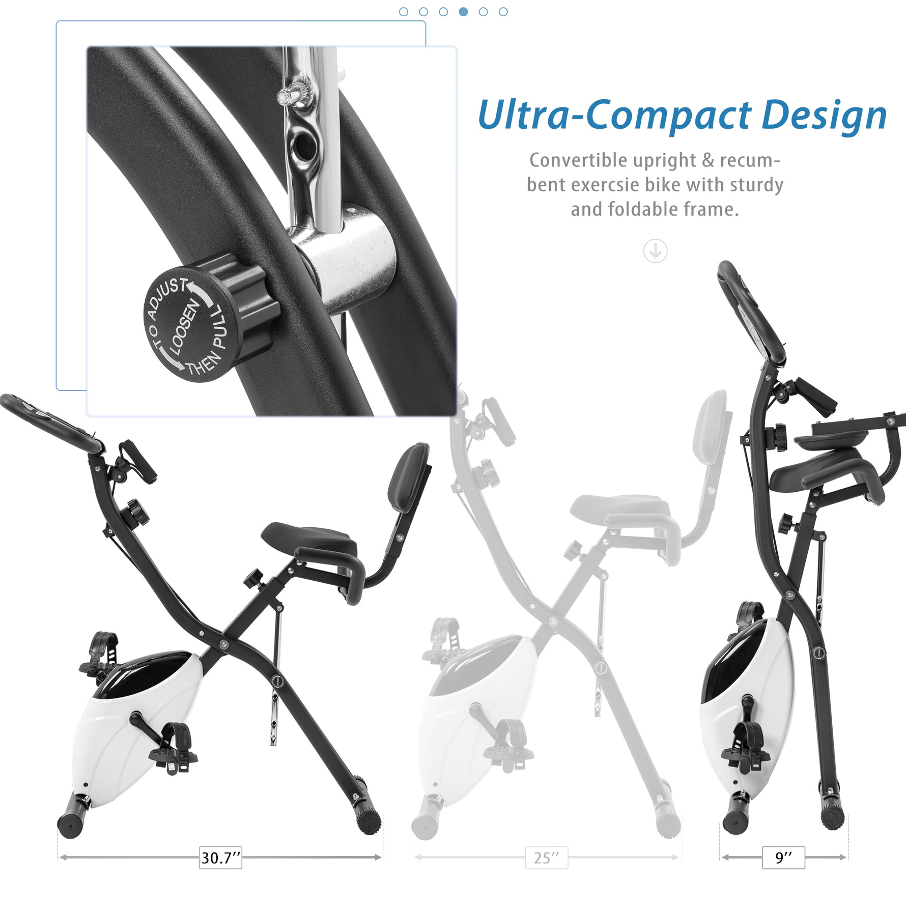 Folding Stationary Bike with 16-Level Magnetic Resistance, 300 lb Capacity detail image 61