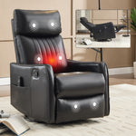 Faux Leather Heat Massage Manual Recliner Chair with Rocker and Swivel for Living Room detail image 12