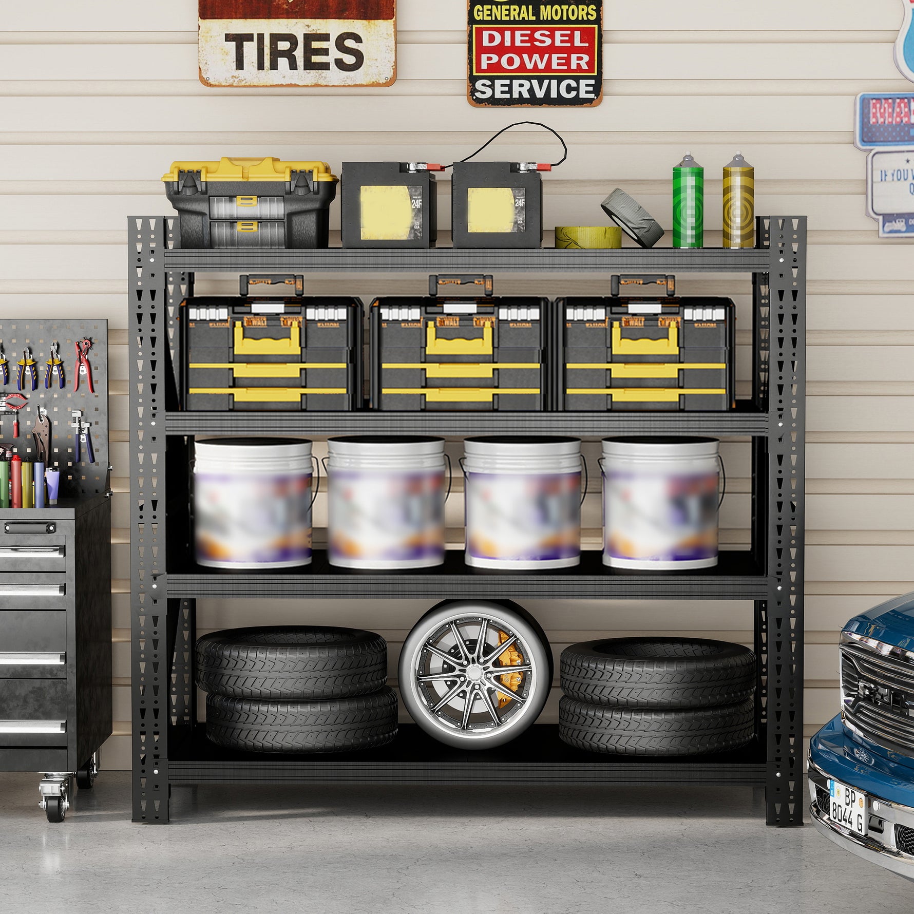 Heavy-Duty Adjustable Garage Shelving, 6000 lb Capacity for workshop, garage, storage, or utility use