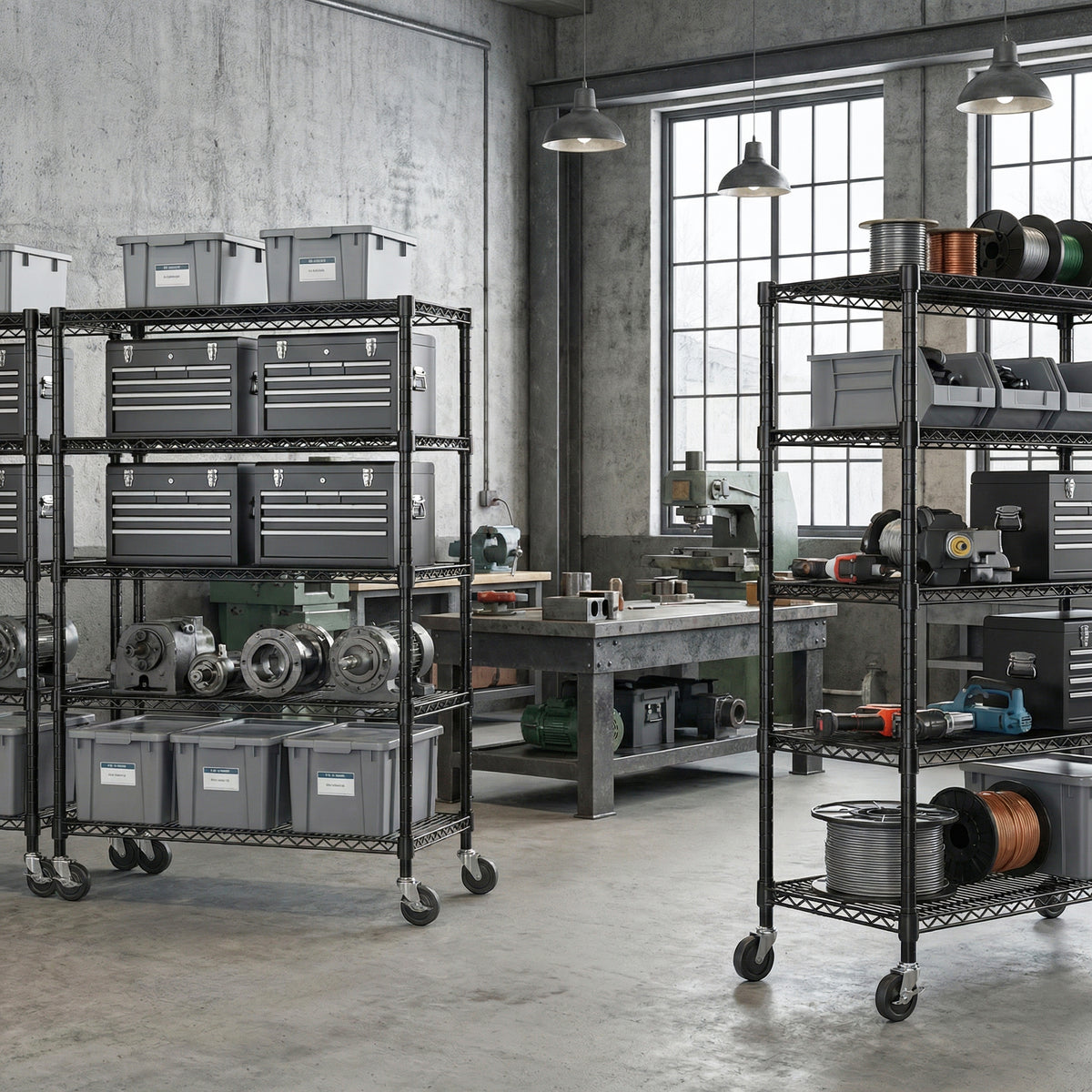 3300 lb Capacity Industrial Metal Shelving Units for workshop, garage, storage, or utility use