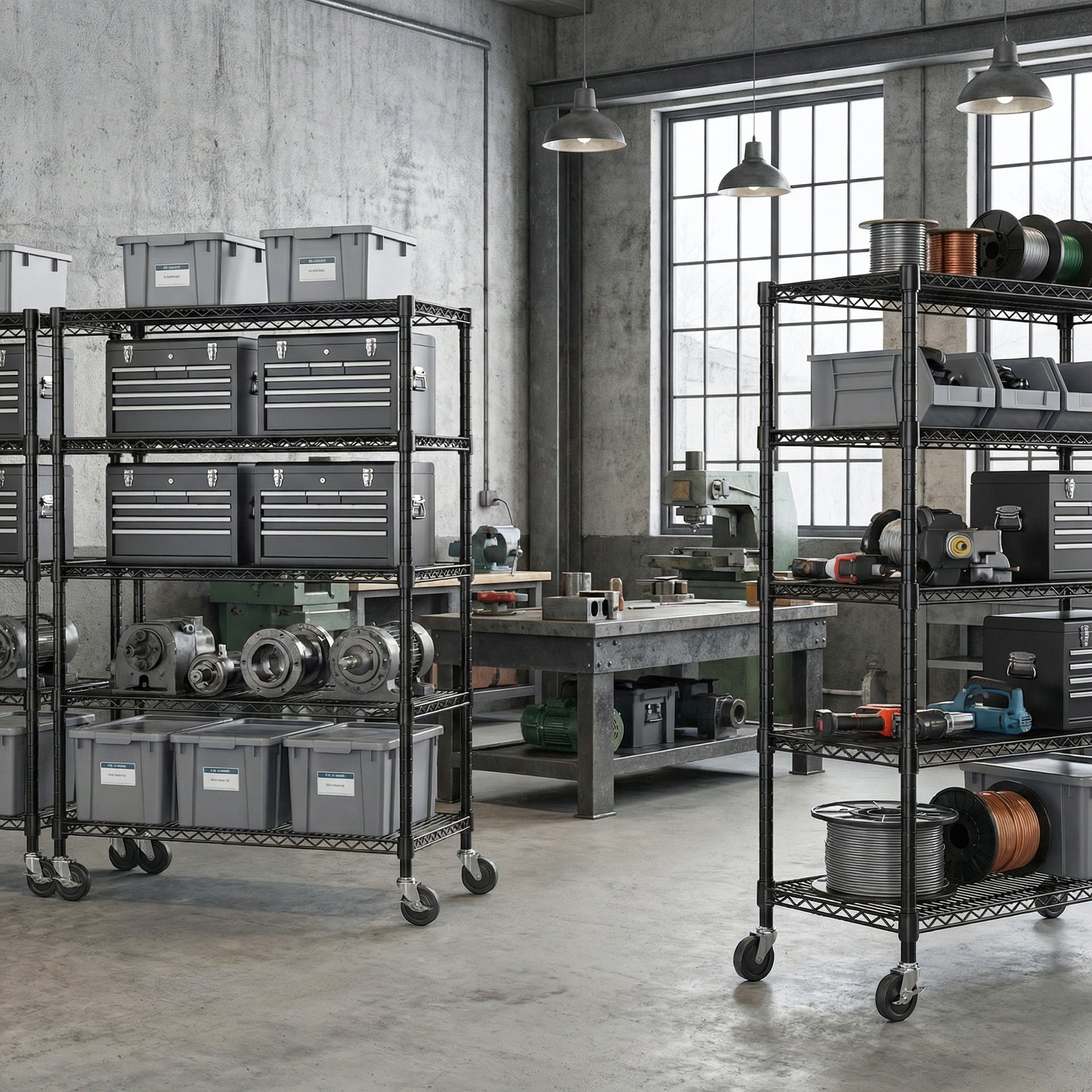3300 lb Capacity Industrial Metal Shelving Units for workshop, garage, storage, or utility use