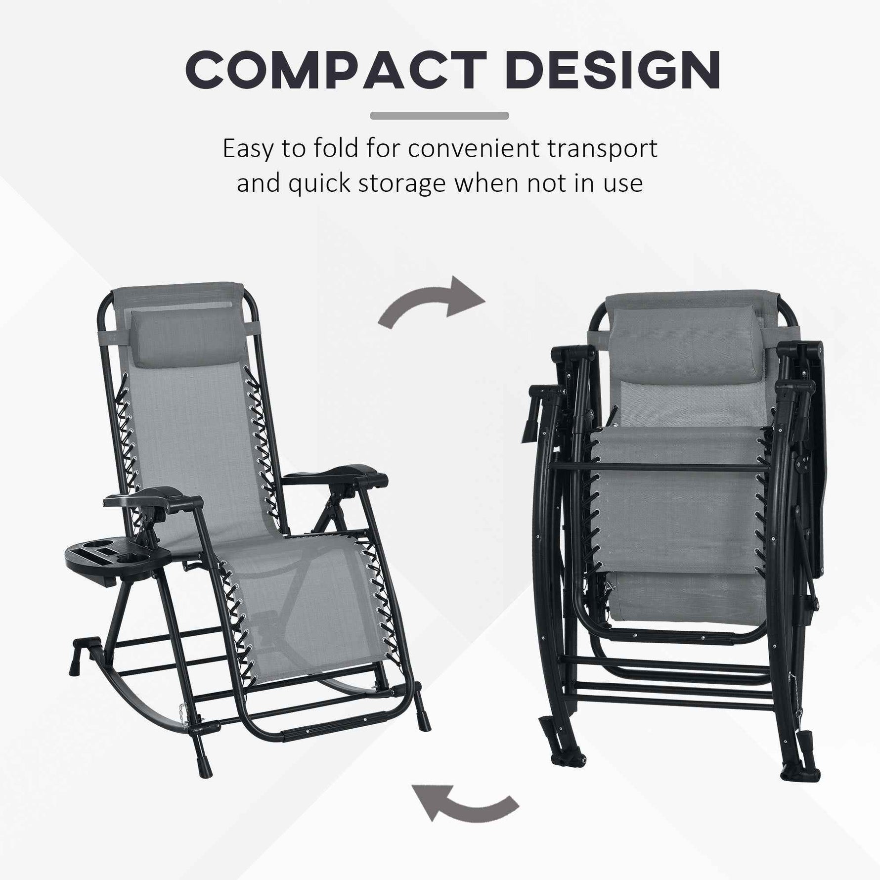Outsunny Folding Zero Gravity Rocking Chair Set detail image 13