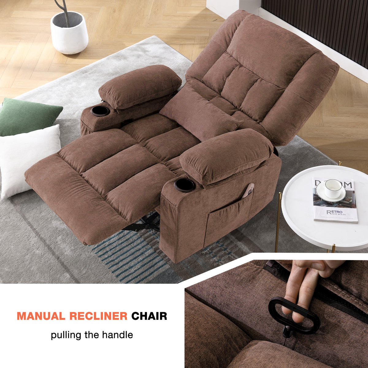 Massage Swivel Rocker Recliner with Vibration, Heat & Ergonomic Lounge Support detail image 13