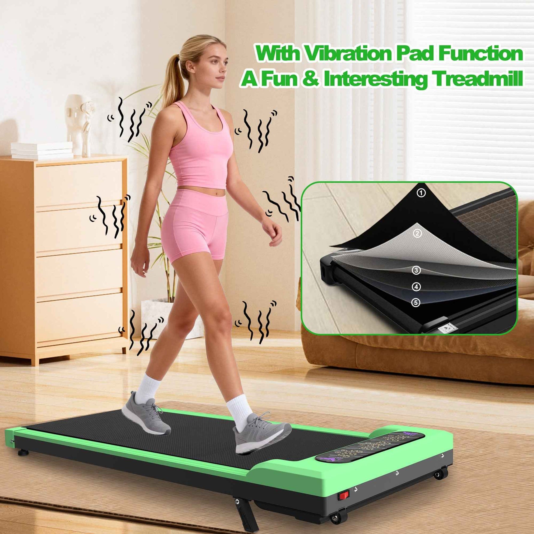 Foldable Under-Desk Walking Pad with Handlebar & Incline under-desk walking pad