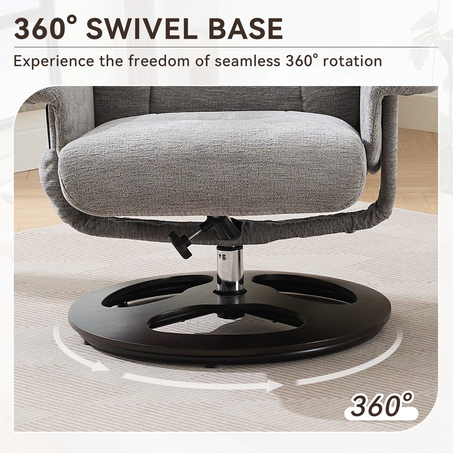 Ergonomic Recliner Chair with Ottoman - 360° Swivel Massage Lounge detail image 60