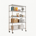Heavy-Duty Adjustable Wire Shelving Unit with Wheels & Levelers for workshop, garage, storage, or utility use