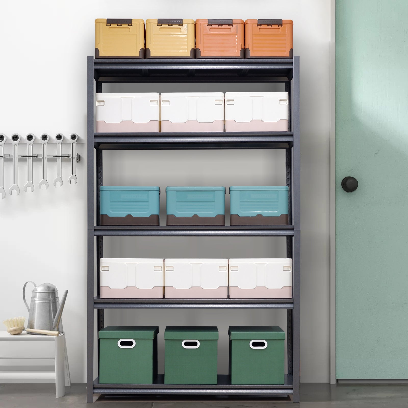 Industrial Heavy-Duty 5-Tier Adjustable Metal Shelving Unit for workshop, garage, storage, or utility use