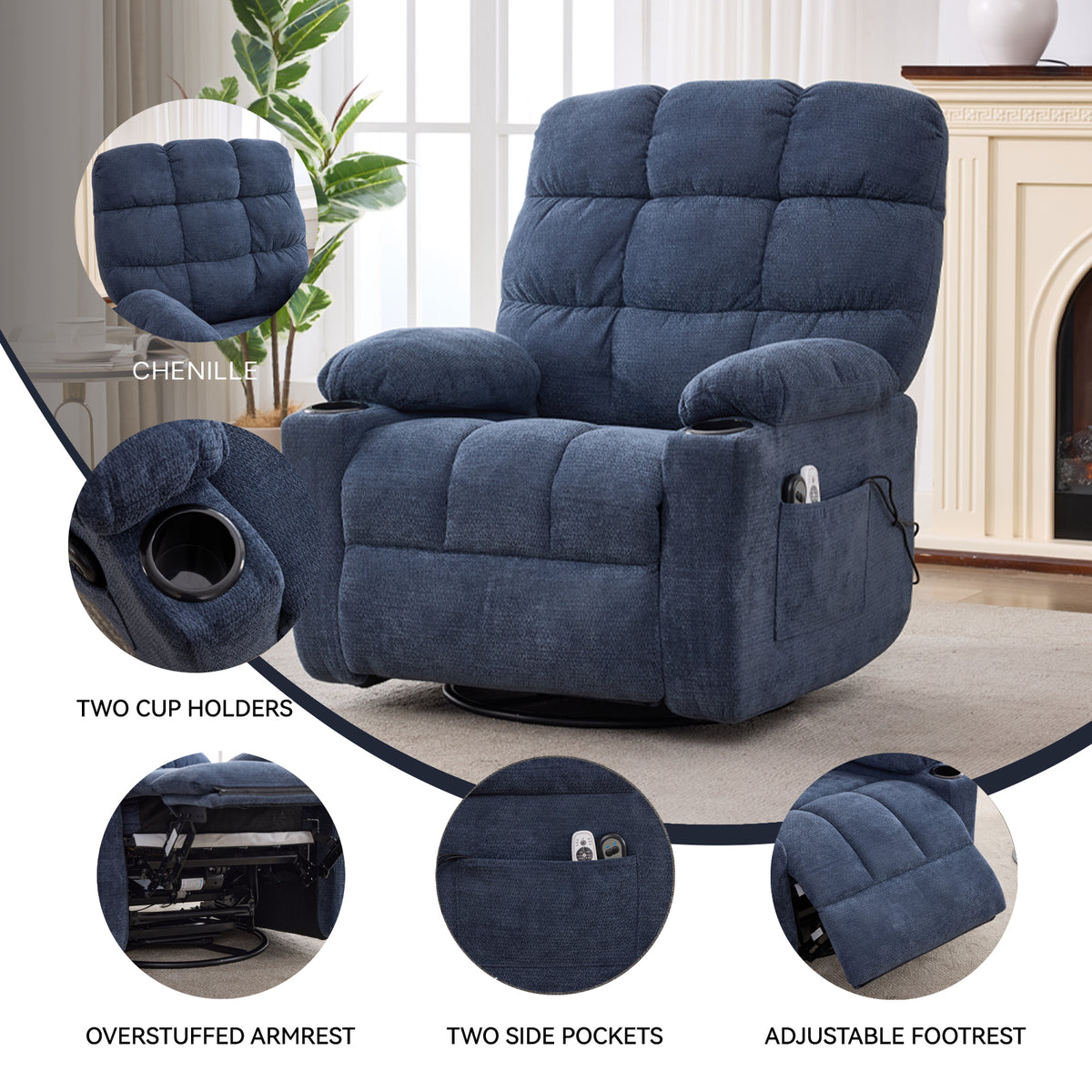 Fabric Heat & Massage Recliner detail image 7