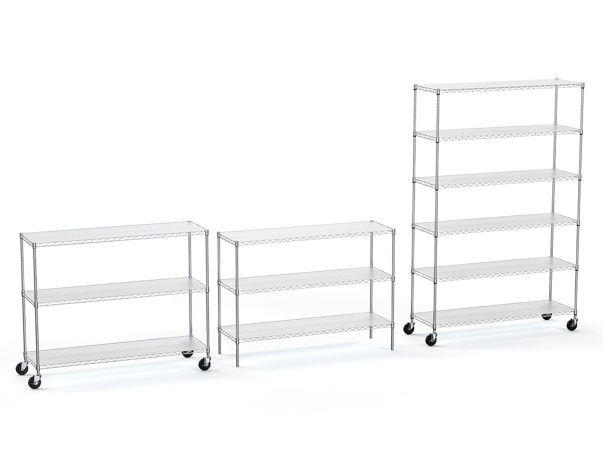 Heavy-Duty NSF Adjustable Wire Shelving Unit with Wheels & Shelf Liners for workshop, garage, storage, or utility use