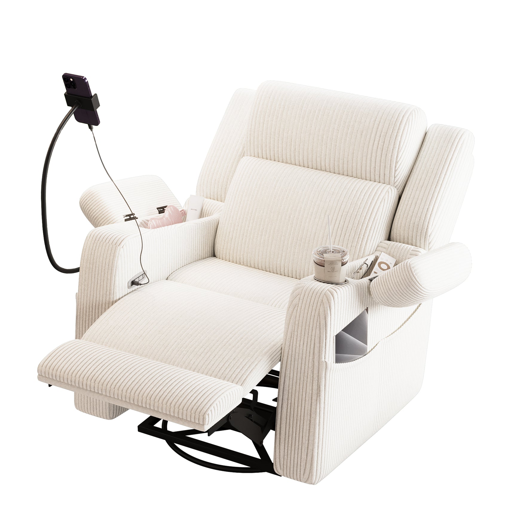 Electric Power Recliner Chair with Heat and Massage, 270° Swivel detail image 12