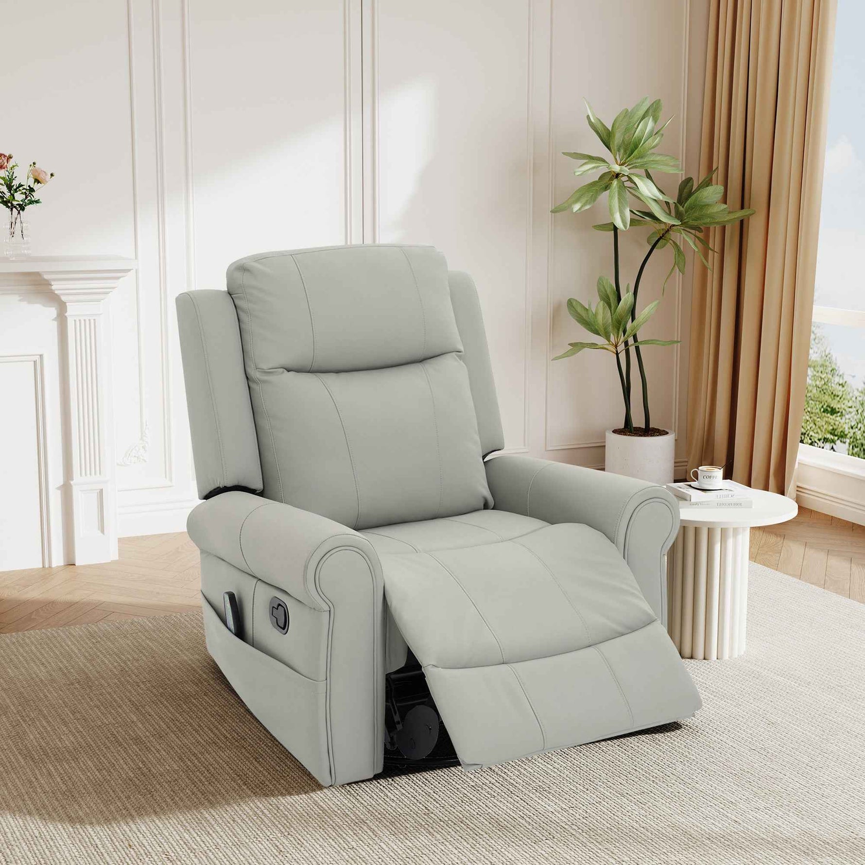 Modern PU Leather Manual Recliner Chair with 270° Swivel, Massage detail image 21