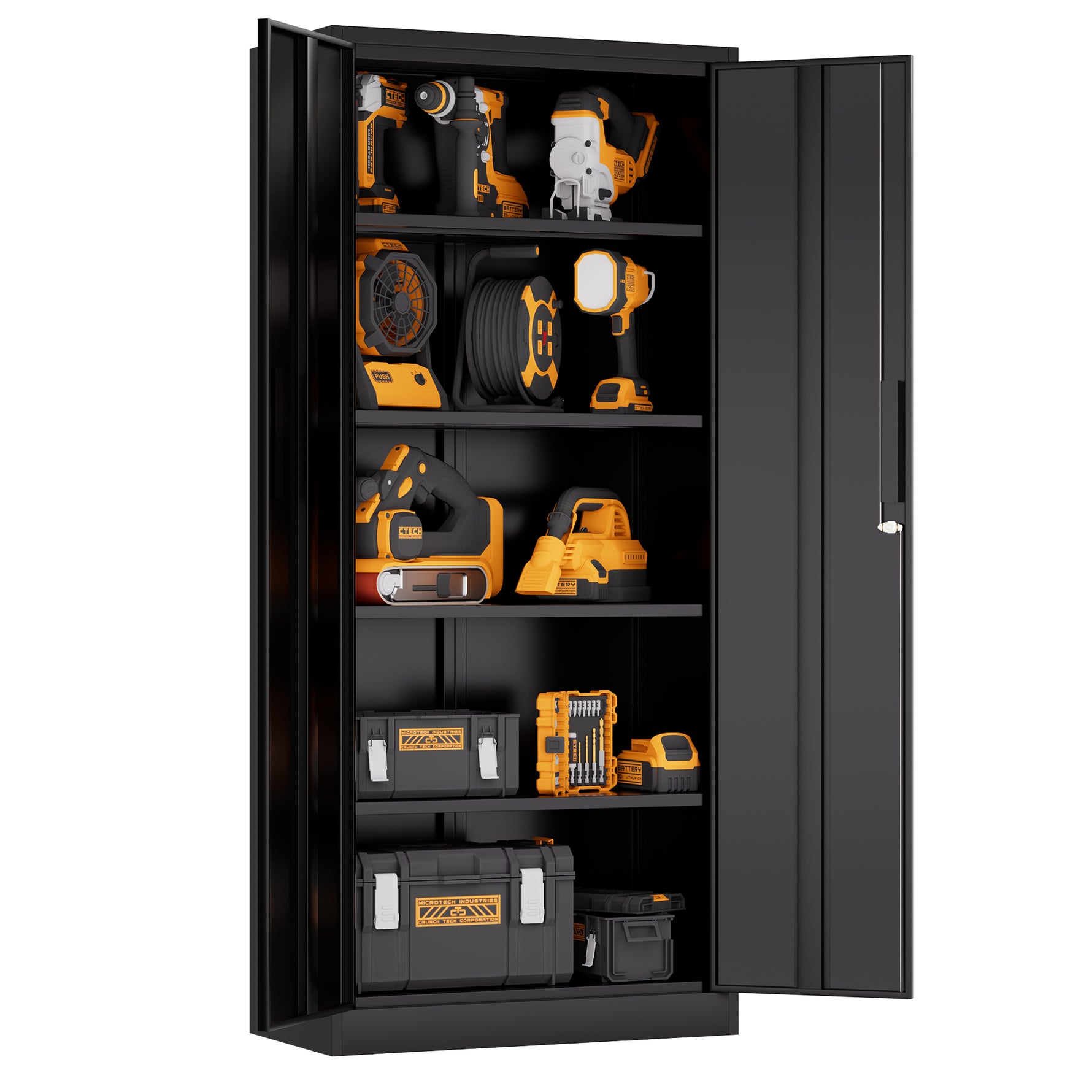 Locking Steel Garage Storage Cabinet with 4 Adjustable Shelves for workshop, garage, storage, or utility use