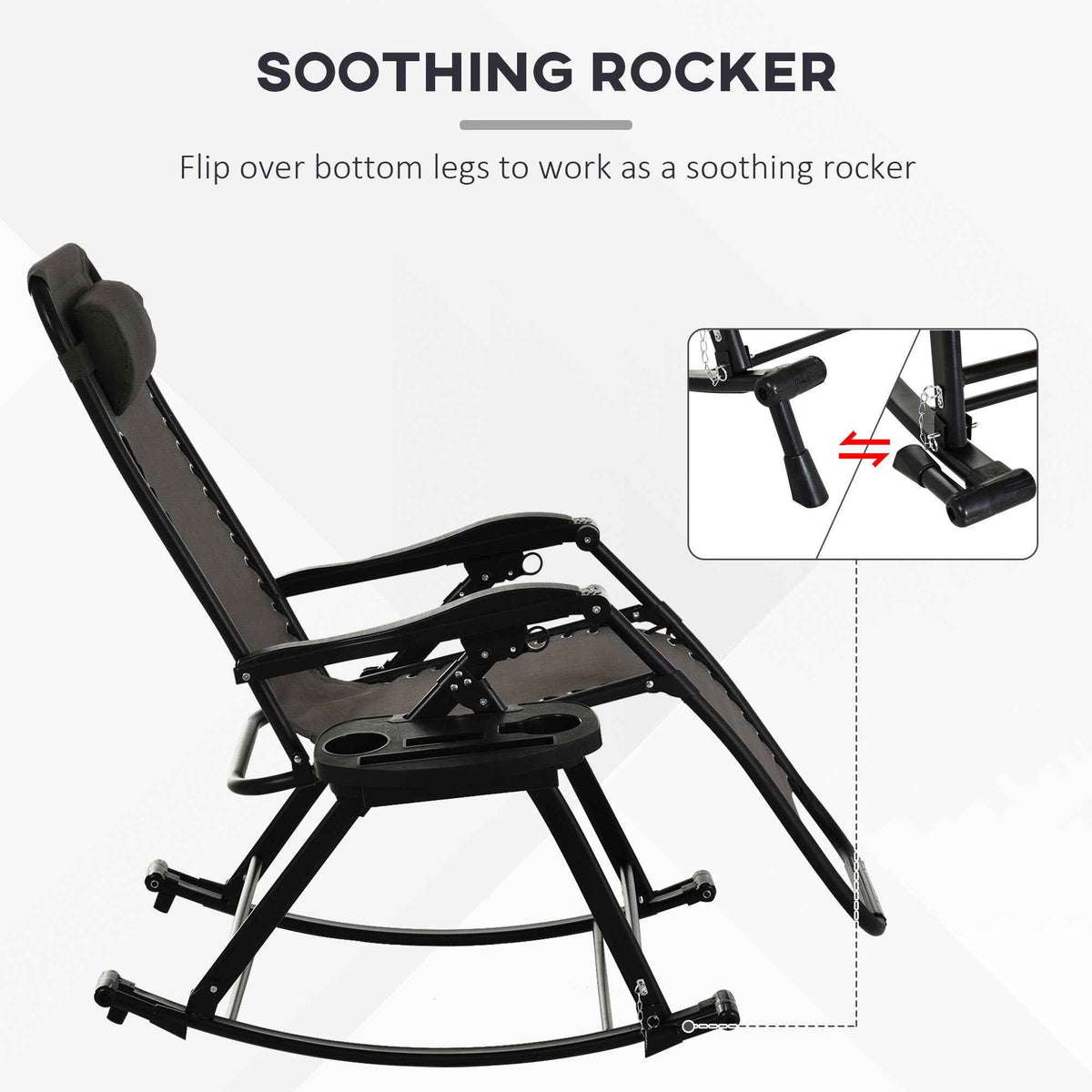 Folding Zero Gravity Rocking Lounge Chair detail image 12