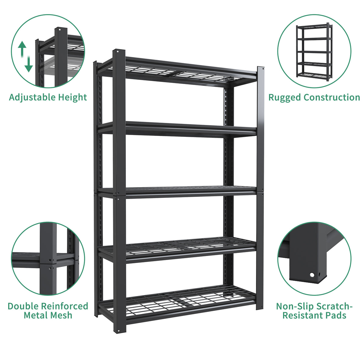 Industrial Heavy Duty Adjustable Metal Mesh Storage Shelving Unit for workshop, garage, storage, or utility use