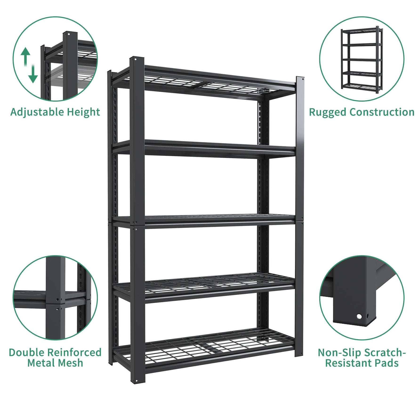 Industrial Heavy Duty Adjustable Metal Mesh Storage Shelving Unit for workshop, garage, storage, or utility use