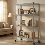 Heavy-Duty Adjustable Wire Shelving Unit with Wheels & Levelers for workshop, garage, storage, or utility use