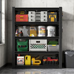 Industrial Heavy-Duty Metal 5-Tier Adjustable Shelving Unit with Pegboard for workshop, garage, storage, or utility use
