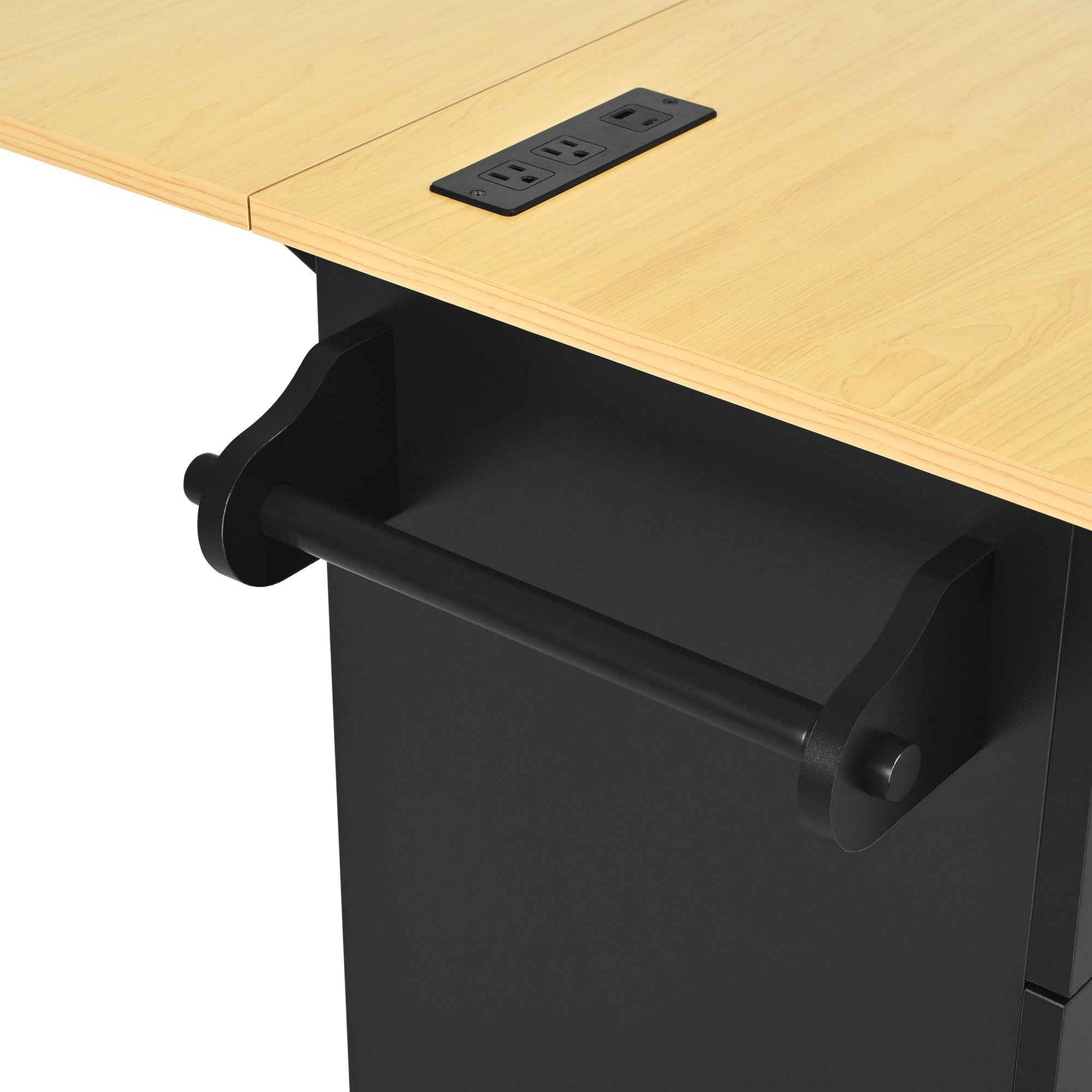 Farmhouse Kitchen Island with Drop Leaf, Power Outlet & 2 Seats product view 53