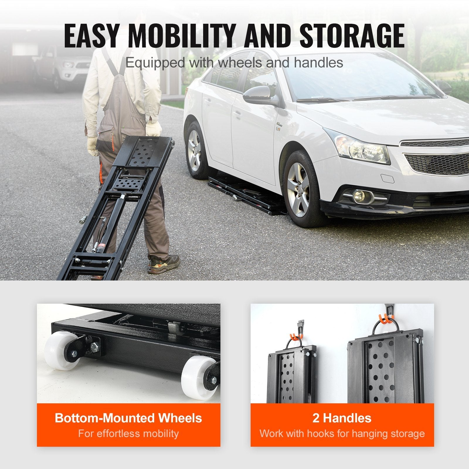 VEVOR 7,000 lb Portable Car Lift with Extended-Length Plates for workshop, garage, storage, or utility use